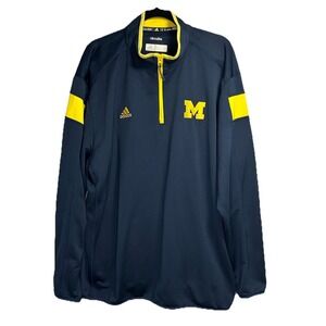 Adidas Michigan Wolverines 1/4 Zip Pullover Player Team Issue Men's 2XL XXL Navy